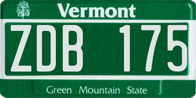 VT license plate ZDB175