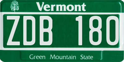 VT license plate ZDB180