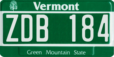 VT license plate ZDB184