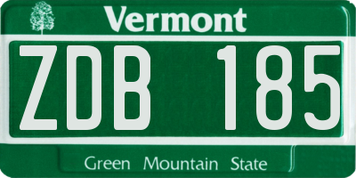 VT license plate ZDB185