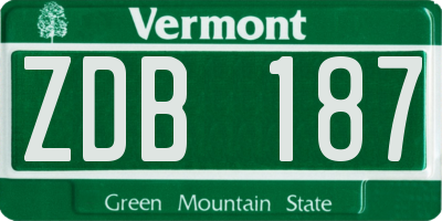 VT license plate ZDB187