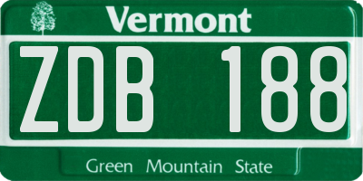 VT license plate ZDB188