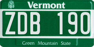 VT license plate ZDB190