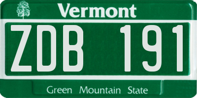 VT license plate ZDB191