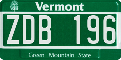 VT license plate ZDB196