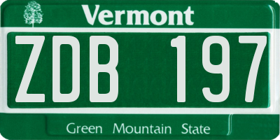 VT license plate ZDB197