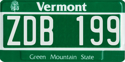 VT license plate ZDB199