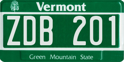 VT license plate ZDB201