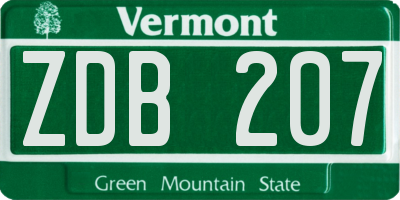 VT license plate ZDB207