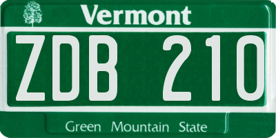 VT license plate ZDB210