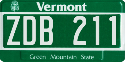 VT license plate ZDB211