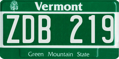 VT license plate ZDB219