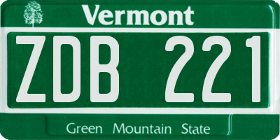 VT license plate ZDB221
