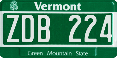 VT license plate ZDB224
