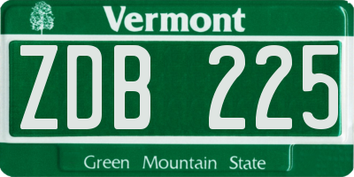 VT license plate ZDB225