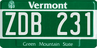 VT license plate ZDB231