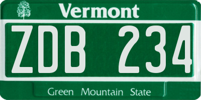 VT license plate ZDB234