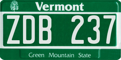 VT license plate ZDB237