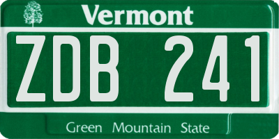VT license plate ZDB241