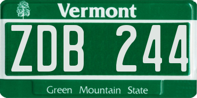 VT license plate ZDB244