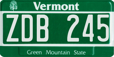 VT license plate ZDB245