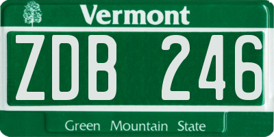 VT license plate ZDB246