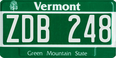 VT license plate ZDB248