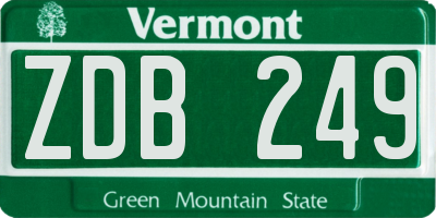 VT license plate ZDB249
