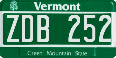 VT license plate ZDB252