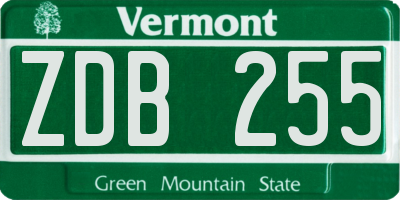 VT license plate ZDB255