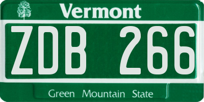 VT license plate ZDB266