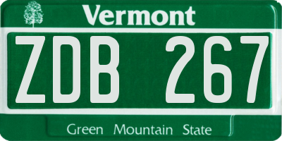 VT license plate ZDB267