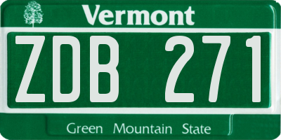 VT license plate ZDB271