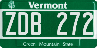 VT license plate ZDB272