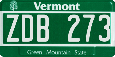 VT license plate ZDB273