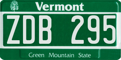 VT license plate ZDB295