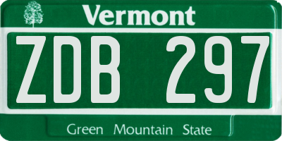VT license plate ZDB297