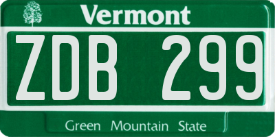 VT license plate ZDB299