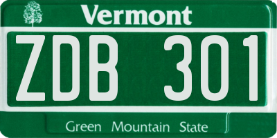 VT license plate ZDB301
