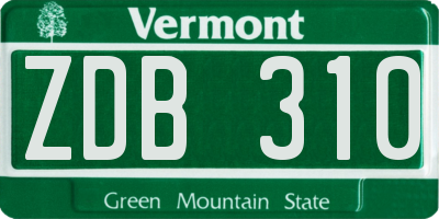 VT license plate ZDB310