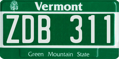 VT license plate ZDB311