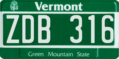 VT license plate ZDB316