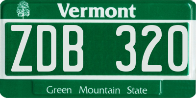 VT license plate ZDB320