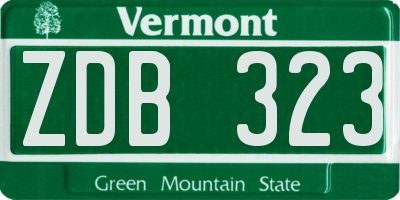 VT license plate ZDB323
