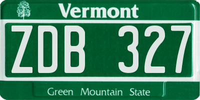 VT license plate ZDB327
