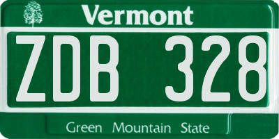 VT license plate ZDB328