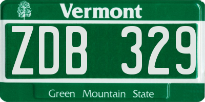VT license plate ZDB329