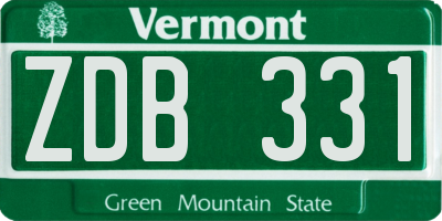 VT license plate ZDB331