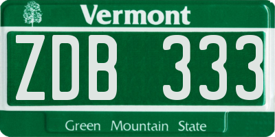 VT license plate ZDB333