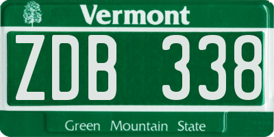 VT license plate ZDB338